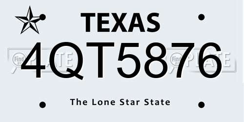 4QT5876 Texas License Plate