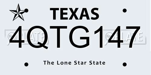 4QTG147 Texas License Plate