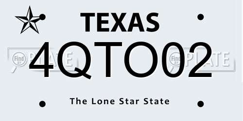 4QTO02 Texas License Plate