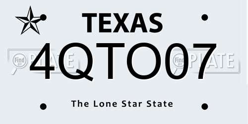 4QTO07 Texas License Plate
