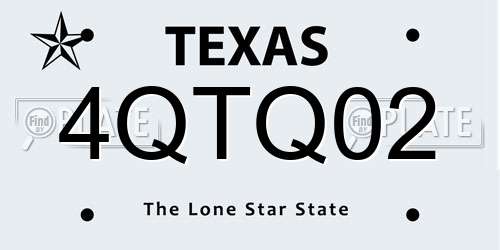 4QTQ02 Texas License Plate