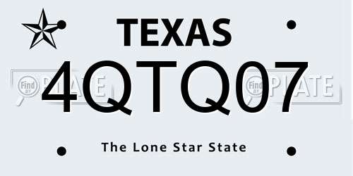 4QTQ07 Texas License Plate