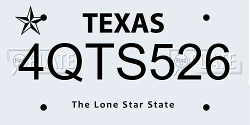 4QTS526 Texas License Plate