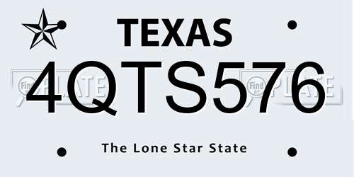 4QTS576 Texas License Plate