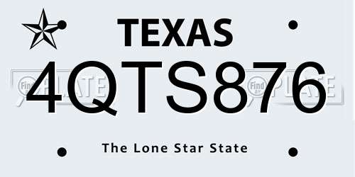 4QTS876 Texas License Plate