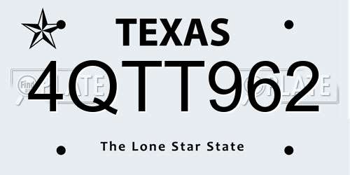 4QTT962 Texas License Plate