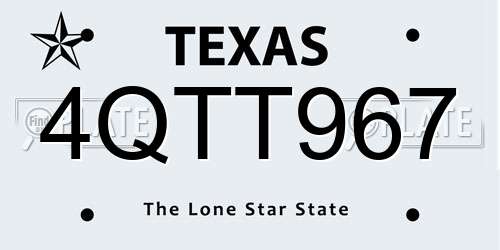 4QTT967 Texas License Plate