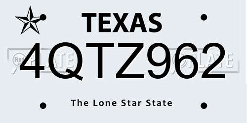 4QTZ962 Texas License Plate