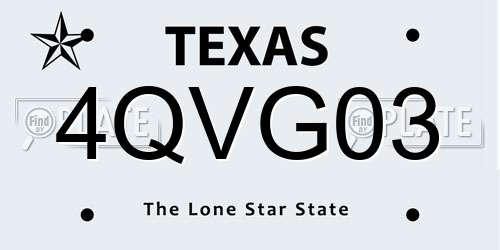 4QVG03 Texas License Plate