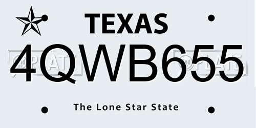 4QWB655 Texas License Plate