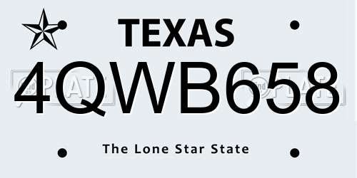 4QWB658 Texas License Plate