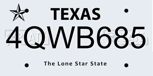 4QWB685 Texas License Plate