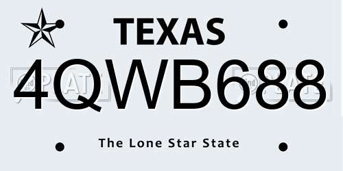 4QWB688 Texas License Plate