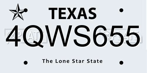 4QWS655 Texas License Plate