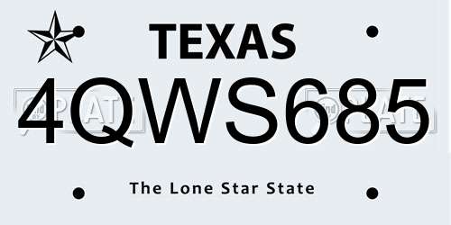 4QWS685 Texas License Plate