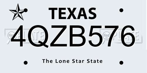 4QZB576 Texas License Plate