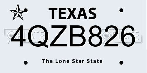 4QZB826 Texas License Plate