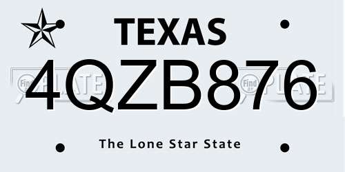 4QZB876 Texas License Plate