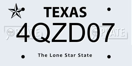 4QZD07 Texas License Plate