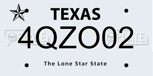 4QZO02 Texas License Plate