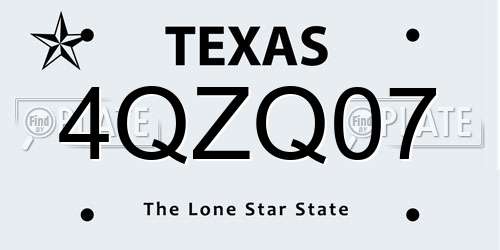 4QZQ07 Texas License Plate