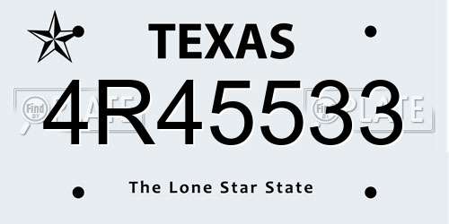 4R45533 Texas License Plate