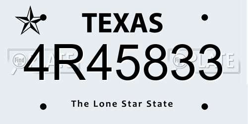 4R45833 Texas License Plate