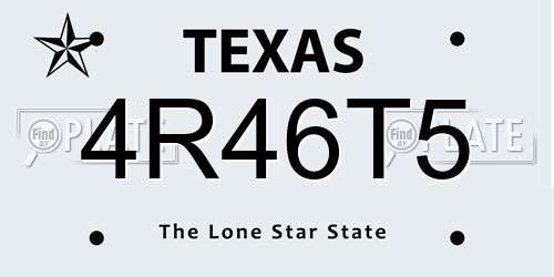 4R46T5 Texas License Plate