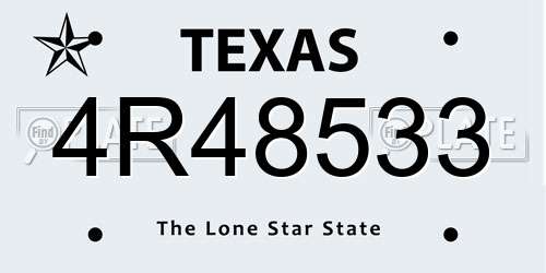4R48533 Texas License Plate