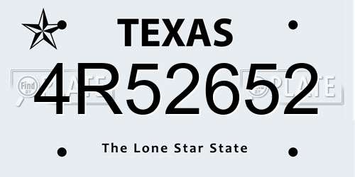 4R52652 Texas License Plate