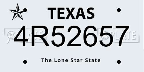 4R52657 Texas License Plate
