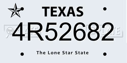 4R52682 Texas License Plate