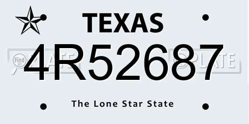 4R52687 Texas License Plate