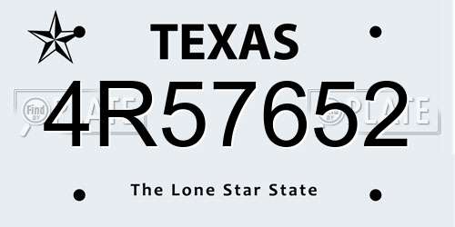 4R57652 Texas License Plate