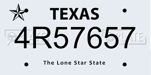 4R57657 Texas License Plate