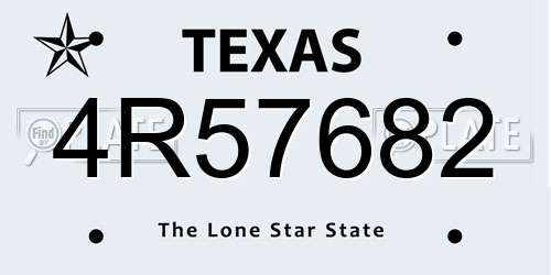 4R57682 Texas License Plate