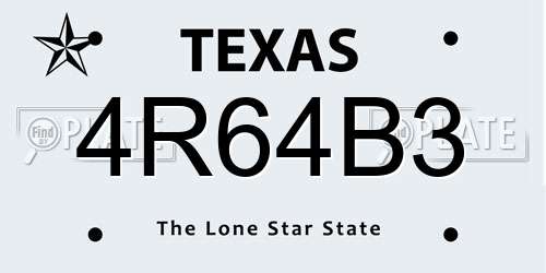 4R64B3 Texas License Plate