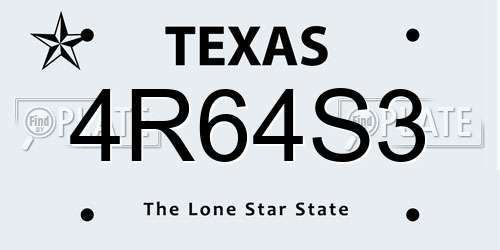 4R64S3 Texas License Plate