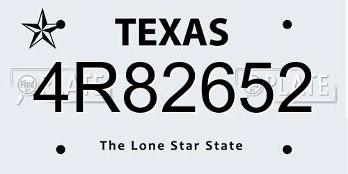4R82652 Texas License Plate