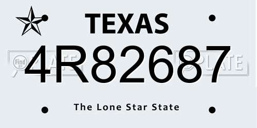 4R82687 Texas License Plate