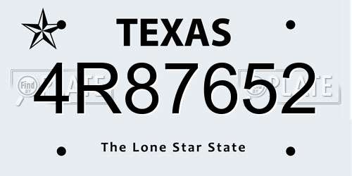 4R87652 Texas License Plate