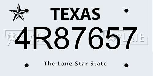 4R87657 Texas License Plate