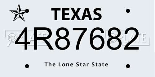 4R87682 Texas License Plate