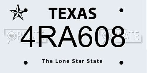 4RA608 Texas License Plate