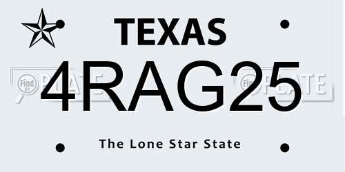 4RAG25 Texas License Plate