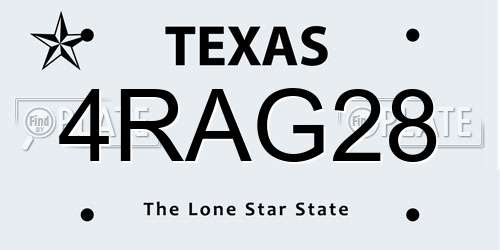 4RAG28 Texas License Plate