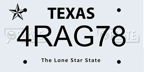 4RAG78 Texas License Plate