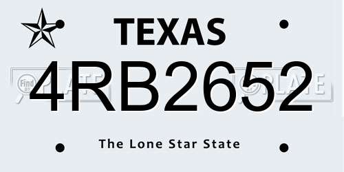 4RB2652 Texas License Plate