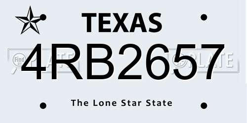 4RB2657 Texas License Plate