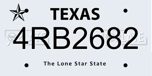 4RB2682 Texas License Plate